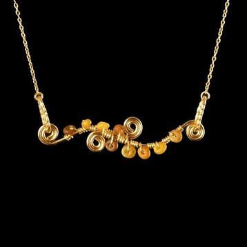 Oud-Romeins Ketting met amberkleurige Romeinse glazen kralen