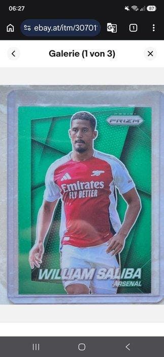2024/25 Panini Prizm William Saliba No. 22 5/5 Numbered, Nieuw