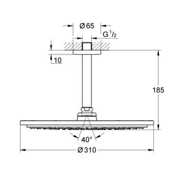 Regendoucheset Grohe Rainshower Cosmopolitan Metal 31 cm met, Doe-het-zelf en Verbouw, Sanitair, Ophalen of Verzenden, Nieuw
