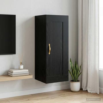 vidaXL Wandkast Zwart eiken 34,5 x 34 x 90 cm Bewerkt hout, Minder dan 50 cm, Verzenden, Nieuw, Minder dan 100 cm
