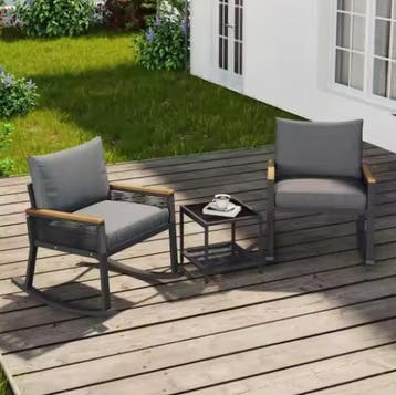 3-delige Bistroset – Schommelstoelen en Glazen Tafel, Verzenden, Nieuw