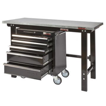 Werkbank zwart 150 cm met zinken werkblad en, Ophalen of Verzenden, Nieuw