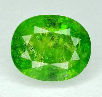 1 pcs Groen Granaat - 11.39 ct - Gemological Institute of, Nieuw