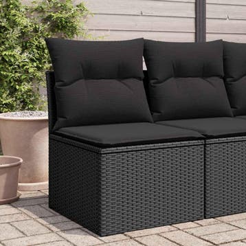 vidaXL Tuinstoel zonder armleuningen met kussens zwart poly, Verzenden, Nieuw