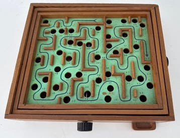 Spelstuk - Vintage houten labyrintspel - Hout