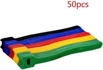 5 Kleuren Kabelbinders Klittenband Hersluitbaar - 50 Stuks -, Nieuw
