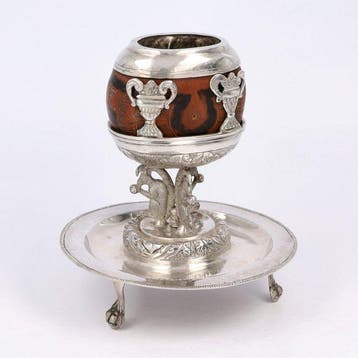 Yerba mate kalebas. - Beker - .925 zilver