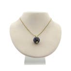 Gouden wereldbol hanger met emaille en parelmoer, Ophalen of Verzenden, Gebruikt, Goud, Overige merken