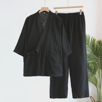 Luxe Katoenen Kimono Pyjama Set Heren - 2 Delig met Lange Br, Verzenden, Nieuw