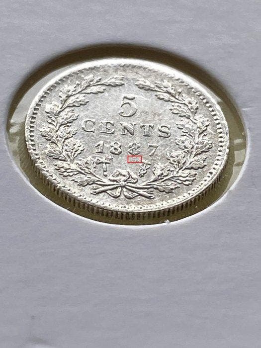 Nederland. Willem III. 5 Cents 1887 zeldzame variant met, Postzegels en Munten, Munten | Nederland