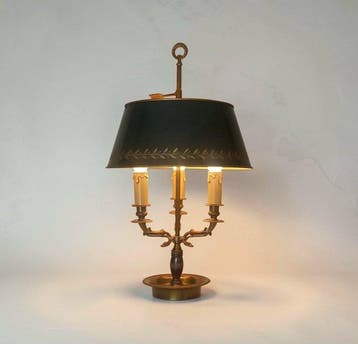 Bouilotte lamp - Style Empire - 3 Zwanenkoppen - Brons, Antiek en Kunst