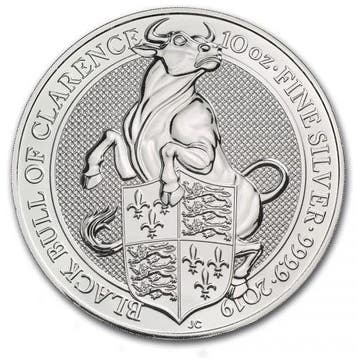 Queens Beast Black Bull of Clarence - 10 oz 2019, Postzegels en Munten, Verzenden, Losse munt, Zilver