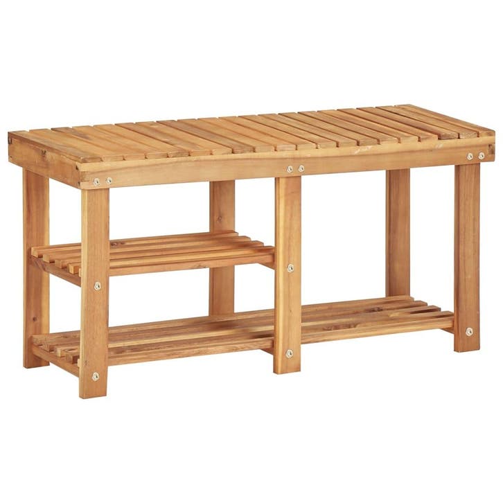vidaXL Schoenenrek 90x32x46 cm massief acaciahout, Huis en Inrichting, Kasten | Schoenenrekken, Nieuw, Verzenden