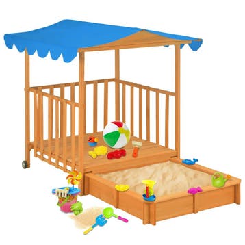 vidaXL Kinderspeelhuis met zandbak UV50 vurenhout blauw, Verzenden, Nieuw