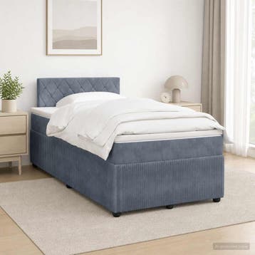 vidaXL Boxspringbed met matras Donkergrijs 120 x 200 cm, Verzenden, Nieuw, Stof