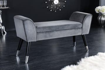 Design bank SCARLETT 90cm grijs zilver fluweel - 43278, Ophalen of Verzenden, Nieuw