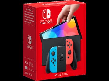 Nintendo Switch OLED Rood/Blauw in Doos (Nette Staat), Spelcomputers en Games, Ophalen of Verzenden, Zo goed als nieuw