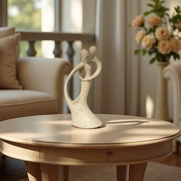 Elegant Sandstone-Style Embracing Couple Sculpture –