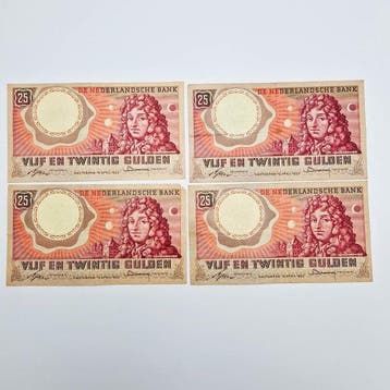 Nederland. - 4 x 25 Gulden 1955 - PL68 (Zonder minimumprijs)