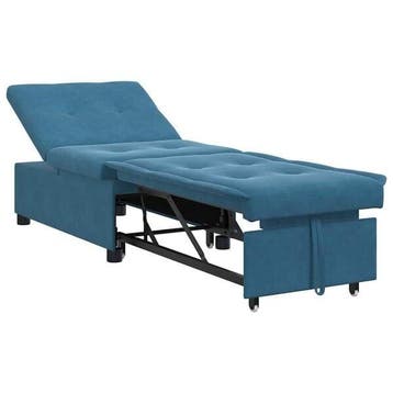 Slaapbank Blauw Fluweel - Retourdeal 35% Korting, Blauw, Zo goed als nieuw, Eenpersoons, 70 cm of minder