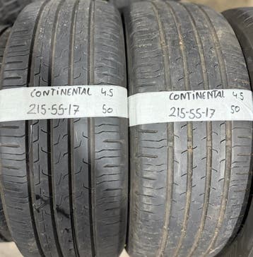 2x215-55-17 Continental Zomer 2x4.5mm €50 PerBand 215 55 17, Auto-onderdelen, Ophalen, 17 inch, Band(en), Personenwagen