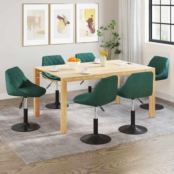 vidaXL Eetkamerstoelen draaibaar 6 st fluweel donkergroen, Verzenden, Nieuw