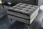 Design kruk COSY VELVET 80cm grijs fluweel gouden poten -, Huis en Inrichting, Banken | Voetenbanken en Poefen, Ophalen of Verzenden