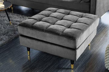 Design kruk COSY VELVET 80cm grijs fluweel gouden poten -, Huis en Inrichting, Banken | Voetenbanken en Poefen, Ophalen of Verzenden