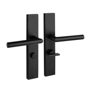 Deurklink Ferro  wc slot 63/8, geveerd met schild mat zwa..., Ophalen of Verzenden, Nieuw, Overige materialen, Klink of Kruk