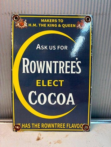 Rowntree’s Elect Cocoa – Klassiek Emaille Reclamebord -