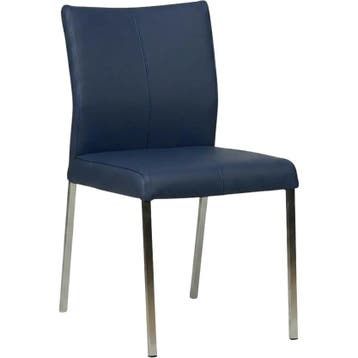Leren eetkamerstoel Basic - Toledo Kobalt (blauw) - Poten, Huis en Inrichting, Stoelen, Blauw, Nieuw, Leer, Ophalen of Verzenden
