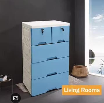 Moderne 6-Laden Ladekast – Wit en Blauw, PP Materiaal, Verzenden, Nieuw