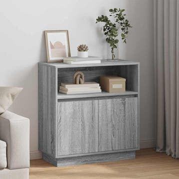vidaXL LED Sideboard Grijs Sonoma 71 x 34,5 x 75 cm Bewerkt, Minder dan 50 cm, Verzenden, Nieuw, Minder dan 100 cm