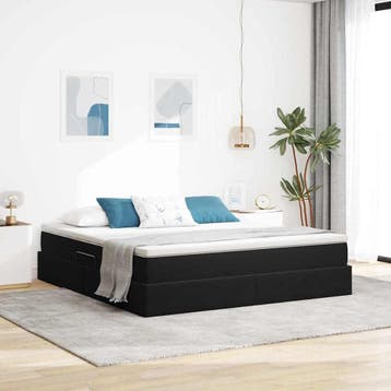 vidaXL Opbergbed met matras met matras Zwart 160 x 200 cm, Verzenden, Nieuw, Zwart, Stof