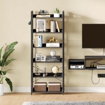 Boekenkast - Boekenrek - Wandkast - 30x60x175 cm - Zwart - R, Huis en Inrichting, Verzenden, Zo goed als nieuw