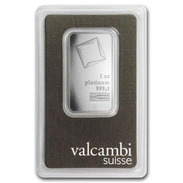 1 Troy Ounce - Platina .999 - 1oz Valcambi Suisse .9995 Fine, Postzegels en Munten