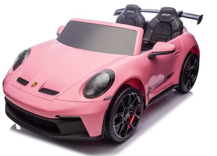 Kinderauto PORSCHE GT3 Roze  2 zitter, leder, FM, BT, Kinderen en Baby's, Speelgoed | Buiten | Accuvoertuigen, Nieuw, Ophalen of Verzenden