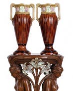 Eichwald - Bernhard Bloch - Vaas (2) - Paar Majolica vazen -