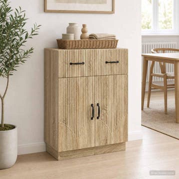 vidaXL Dressoir met lade Sonoma Eiken 66 x 34,5 x 87 cm, Verzenden, Nieuw, Overige houtsoorten, Minder dan 50 cm