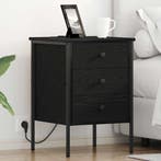 vidaXL Nachtkastje 2 pcs Zwart Eiken 42 x 41 x 61 cm Bewerkt, Minder dan 45 cm, Verzenden, Nieuw, 55 tot 70 cm