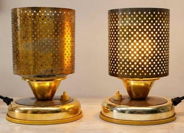 Tafellamp - Messing, Koper, Metaal - Paar vintage
