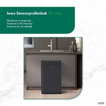 4goodz Luzzo Iowa Black - prullenbak met sensor 50 liter -, Verzenden, Nieuw