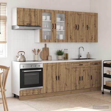 vidaXL Keukenblok PORTO 8 st Artisanaal eiken Bewerkt hout, Verzenden, Nieuw, Bruin