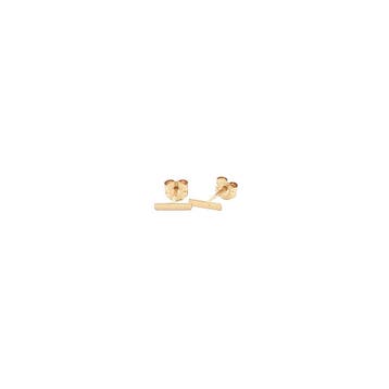 Gouden staaf oorstekers 14 karaat, Sieraden, Tassen en Uiterlijk, Oorbellen, Verzenden, Zo goed als nieuw, Goud
