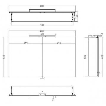 Spiegelkast Met Led Verlichting 100X60 Aluminium, Ophalen of Verzenden, Nieuw