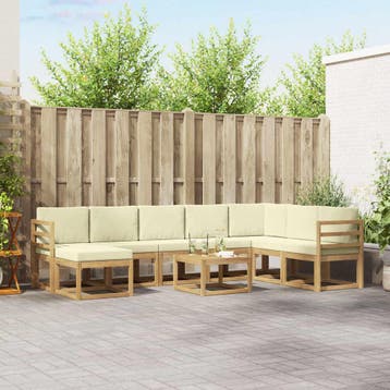 vidaXL Buiten bankenset met kussen 9 pcs Wit en crèmekleurig, Huis en Inrichting, Verzenden, Nieuw