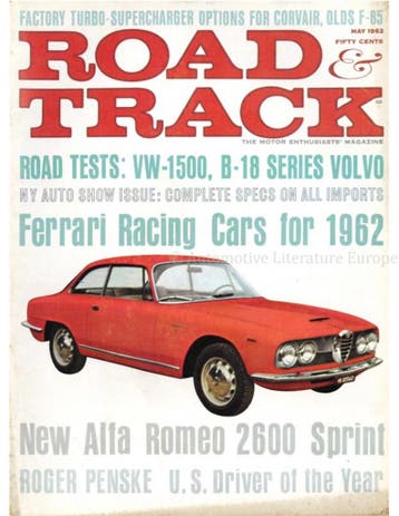 1962 ROAD AND TRACK MAGAZINE MEI ENGELS, Nieuw, Author