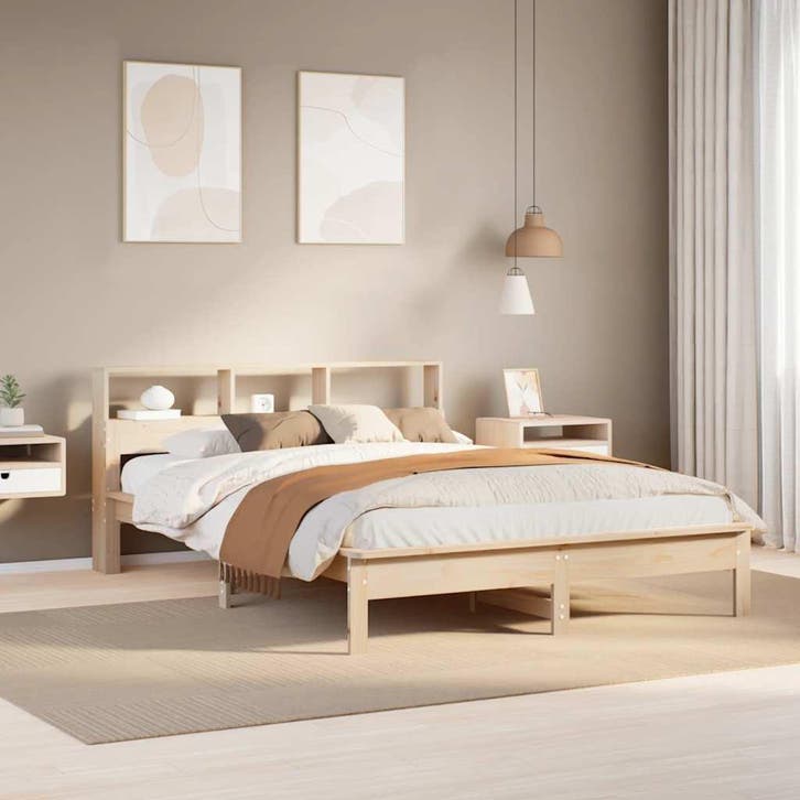 vidaXL Bedframe zonder matras massief grenenhout 140x190 cm, Huis en Inrichting, Slaapkamer | Bedden, 140 cm, 190 cm of minder