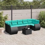 vidaXL 8-delige tuinbankset met kussens, zwart polyrotan, Verzenden, Nieuw, Rotan