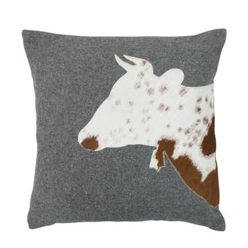 wol grijs kussen koe kop 45x45cm, Verzenden, Nieuw